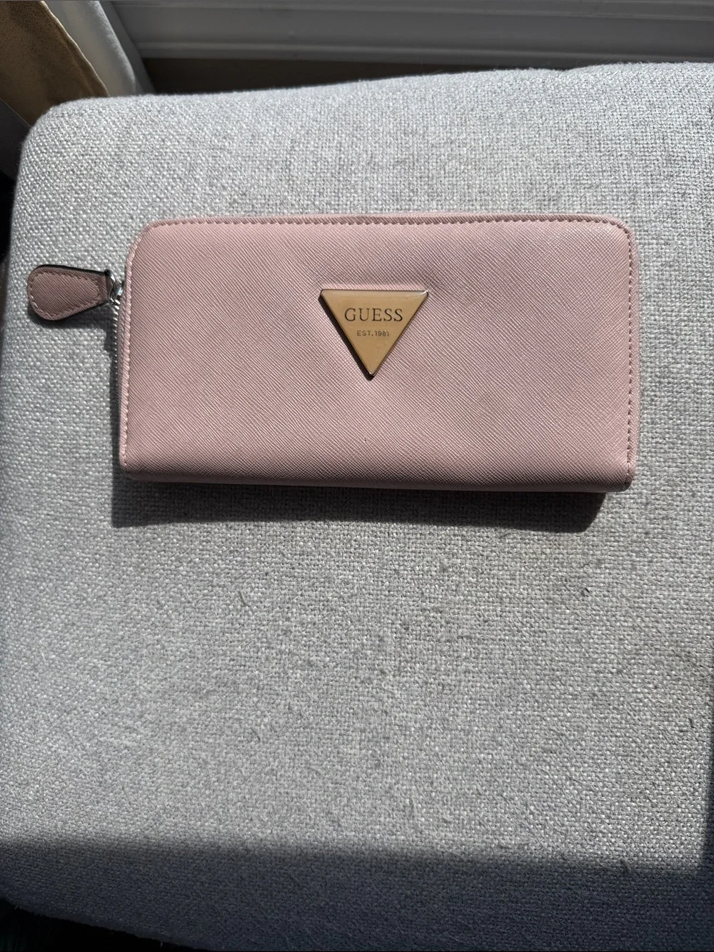 GUESS Pink Zip-Around Wallet with Logo